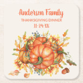 Aangepaste Thanksgiving Oranje pompoenen Kartonnen Onderzetters (Voorkant)