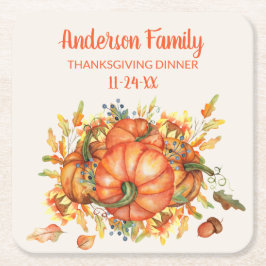 Aangepaste Thanksgiving Oranje pompoenen Kartonnen Onderzetters