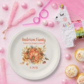 Aangepaste Thanksgiving Oranje pompoenen Papieren Bordje (Feest)