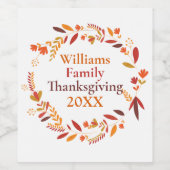 Aangepaste Thanksgiving Partij Herfst adem Wijn Etiket (Enkel label)