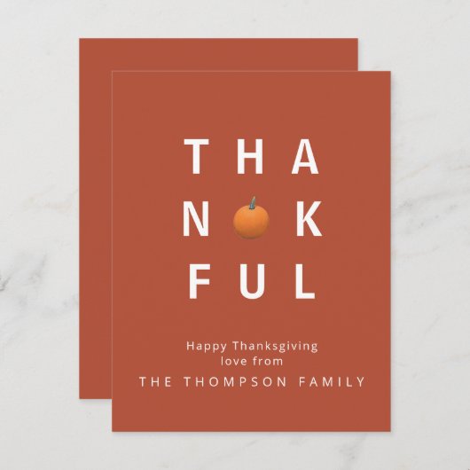 Aangepaste Thanksgiving Terracotta Thankful Notitiekaartje (Voorkant / Achterkant)