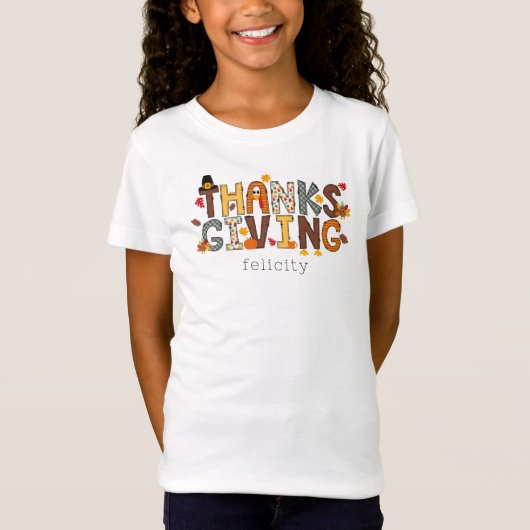 Aangepaste Thanksgiving Turkije laat pompoen T-shirt (Voorkant)