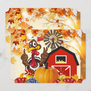 Aangepaste Thanksgiving Turkije nodigt een feestda Kaart