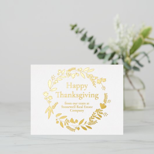 Aangepaste Thanksgiving voor bedrijven: prachtige Folie Feestdagen Briefkaart (Staand Voorkant)