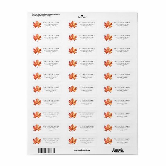 Aangepaste Thanksgiving Waterverf esdoornblad Etiket (Full Sheet)
