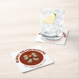 Aangepaste Thanksgiving witte & bruine elegante po Kartonnen Onderzetters