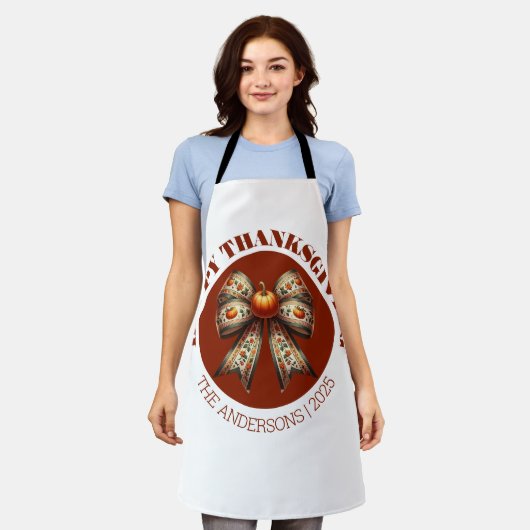 Aangepaste Thanksgiving witte & bruine elegante Po Schort (Gedragen)
