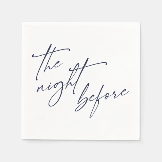 Aangepaste 'The Night Before' marineblauwe typogra Servet (Voorkant)