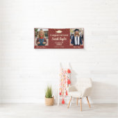 Aangepaste Then and Now 2 Foto Afstuderen Burgundy Spandoek (Insitu)