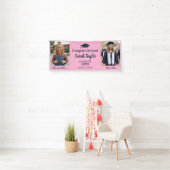 Aangepaste Then and Now 2 Foto Afstuderen Roze Spandoek (Insitu)