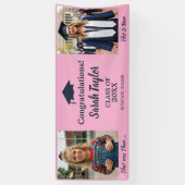 Aangepaste Then and Now 2 Foto Afstuderen Roze Spandoek (Verticaal)