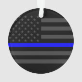 Aangepaste thin blauwe lijn grijze Amerikaanse vla Ornament (achterkant)