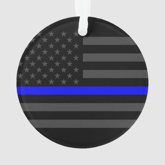 Aangepaste thin blauwe lijn grijze Amerikaanse vla Ornament (achterkant)