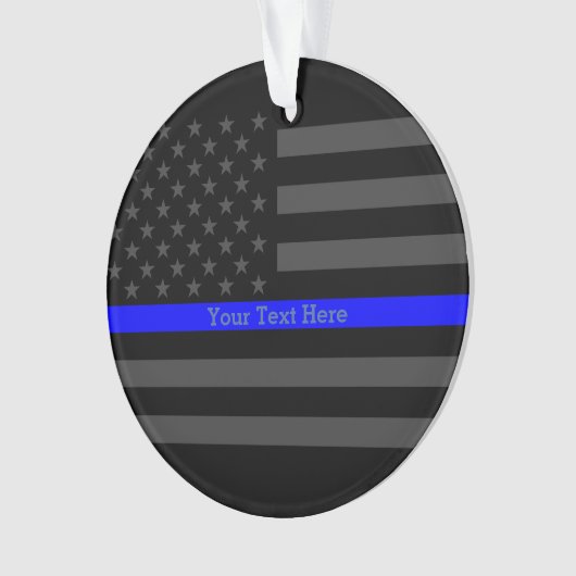 Aangepaste thin blauwe lijn grijze Amerikaanse vla Ornament (voorkant)