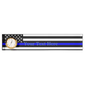 Aangepaste Thin Blue Line American Flag Display Naambordje (Voorkant)