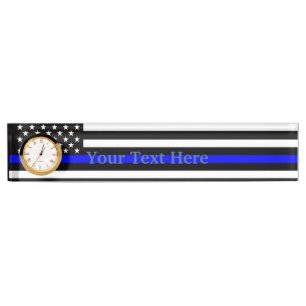 Aangepaste Thin Blue Line American Flag Display Naambordje