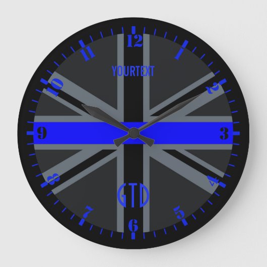 Aangepaste Thin Blue Line Dial Union-aansluiting o Grote Klok (Voorkant)