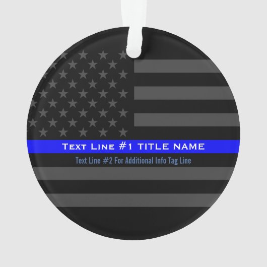 Aangepaste 'Thin Blue Line Grey' Amerikaanse vlag  Ornament (achterkant)