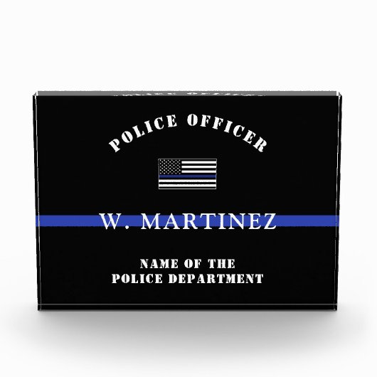 Aangepaste 'Thin Blue Line Police Officer' Fotoblokken (Voorkant)