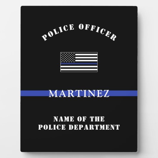 Aangepaste 'Thin Blue Line Police Officer' Fotoplaat (Voorkant)