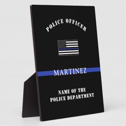 Aangepaste 'Thin Blue Line Police Officer' Fotoplaat (Zijkant)