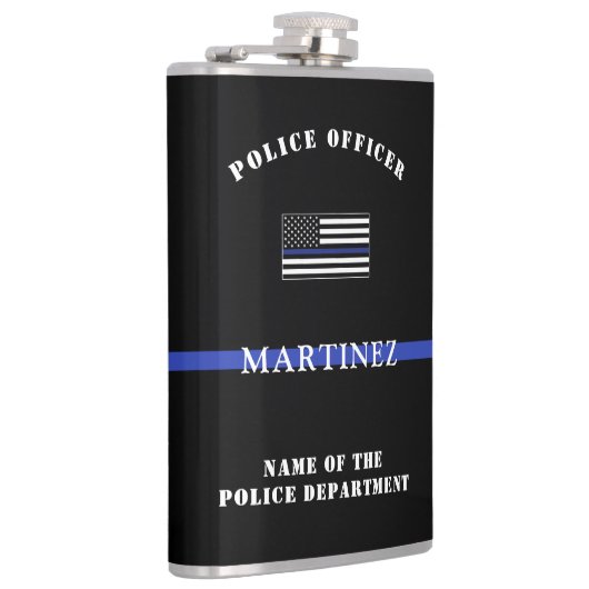 Aangepaste 'Thin Blue Line Police Officer' Heupfles (Rechts)