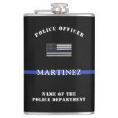 Aangepaste 'Thin Blue Line Police Officer' Heupfles (Voorkant)