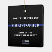 Aangepaste 'Thin Blue Line Police Officer' Keramisch Ornament (Links)
