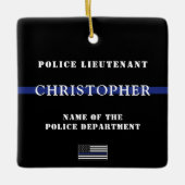 Aangepaste 'Thin Blue Line Police Officer' Keramisch Ornament (Voorkant)