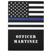 Aangepaste 'Thin Blue Line Police Officer' Klembord (Achterkant)