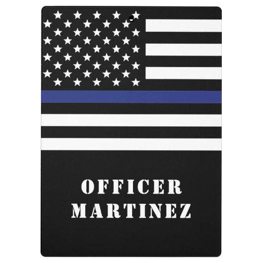 Aangepaste 'Thin Blue Line Police Officer' Klembord (Achterkant)