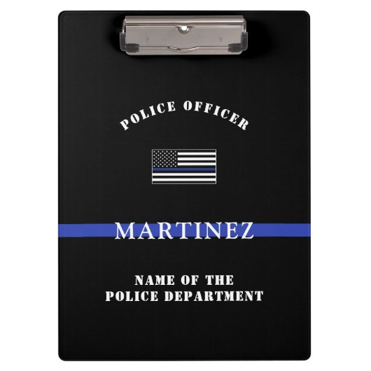Aangepaste 'Thin Blue Line Police Officer' Klembord (Voorkant)