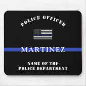 Aangepaste 'Thin Blue Line Police Officer' Muismat (Voorkant)