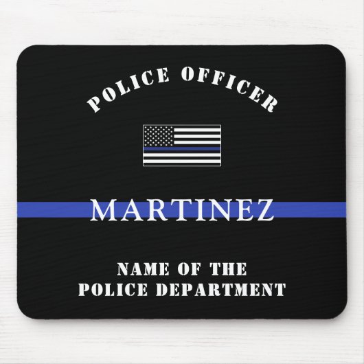 Aangepaste 'Thin Blue Line Police Officer' Muismat (Voorkant)