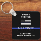 Aangepaste 'Thin Blue Line Police Officer' Sleutelhanger (Voorkant)