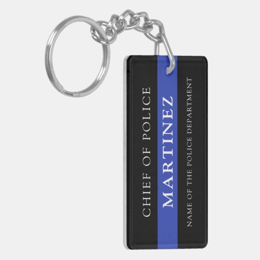Aangepaste 'Thin Blue Line Police Officer' Sleutelhanger (Voorkant Links)