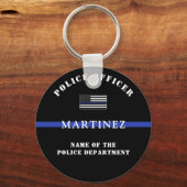 Aangepaste 'Thin Blue Line Police Officer' Sleutelhanger (Voorkant)