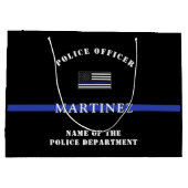 Aangepaste Thin Blue Line Police Officer US Flag C Groot Cadeauzakje (Achterkant)