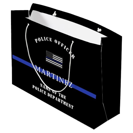 Aangepaste Thin Blue Line Police Officer US Flag C Groot Cadeauzakje (Achterkant Gekanteld)