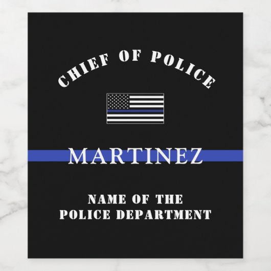 Aangepaste 'Thin Blue Line Police Officer' Wijn Etiket (Enkel label)