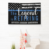 Aangepaste Thin Blue Line Police Retirement Spandoek (Insitu)