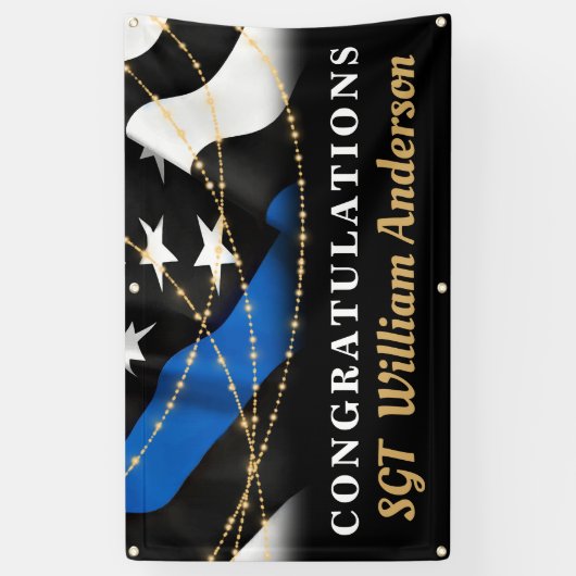 Aangepaste Thin Blue Line voor politieaftredingspa Spandoek (Verticaal)