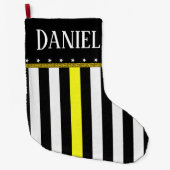 Aangepaste thin gele lijnverzendvlag grote kerstsok (Voorkant)