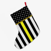 Aangepaste thin gele lijnverzendvlag grote kerstsok (Achterkant (Hangend))