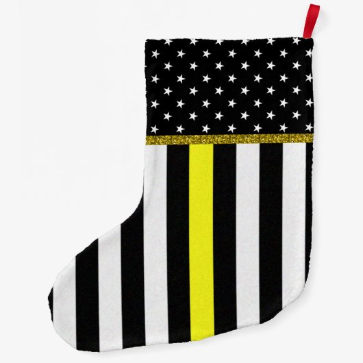 Aangepaste thin gele lijnverzendvlag grote kerstsok (Achterkant)