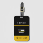 Aangepaste thin Gold Line Flag 911 Dispatcher Bagagelabel (Voorkant (verticaal))