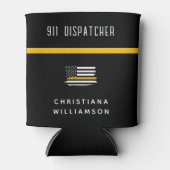 Aangepaste thin Gold Line Flag 911 Dispatcher Blikjeskoeler (Voorkant)