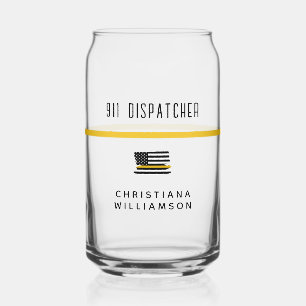 Aangepaste thin Gold Line Flag 911 Dispatcher Blikvorm Glas