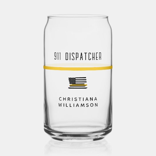 Aangepaste thin Gold Line Flag 911 Dispatcher Blikvorm Glas (Voorkant)