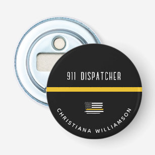 Aangepaste thin Gold Line Flag 911 Dispatcher Button Flesopener